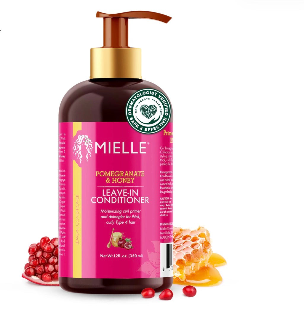 Mielle Organics Pomegranate & Honey Leave-In Conditioner for Curly Hair - Moisturizing Detangler & Curly Hair Treatment to Help Repair Damage, Prevent Frizz & Improve Shine, 12 Fl Oz