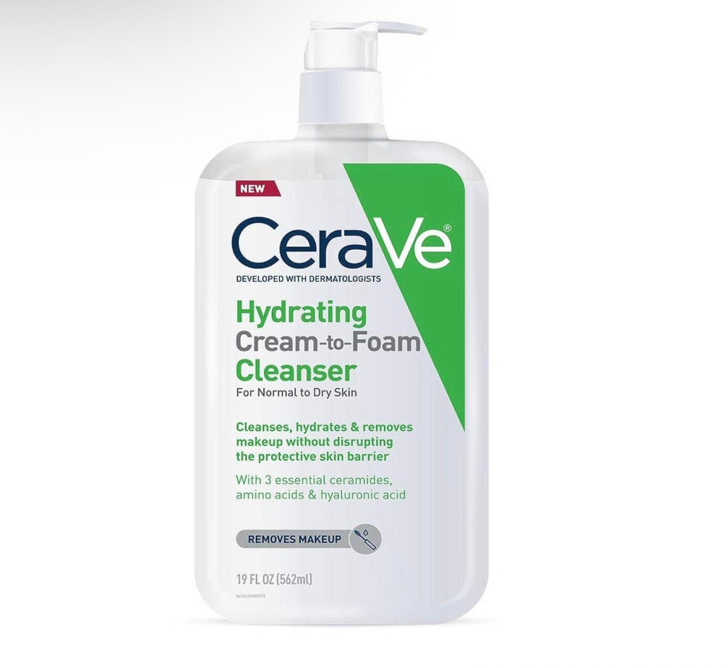 CeraVe Hydrating Cream To Foam Cleanser, Makeup Remover Face Wash For Dry Skin, Foaming Facial Cleanser With Hyaluronic Acid, Normal To Dry Skin